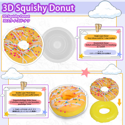 Taba Squishy Donut Maker Kit Silicone Mold+Gel+Pigment+Sprinkles