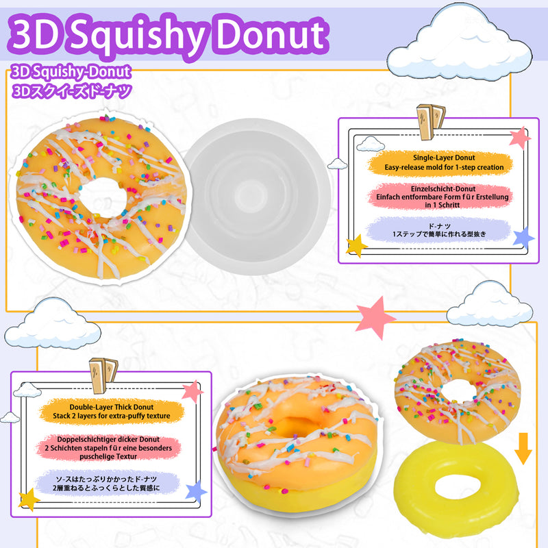 Taba Squishy Donut Maker Kit Silicone Mold+Gel+Pigment+Sprinkles