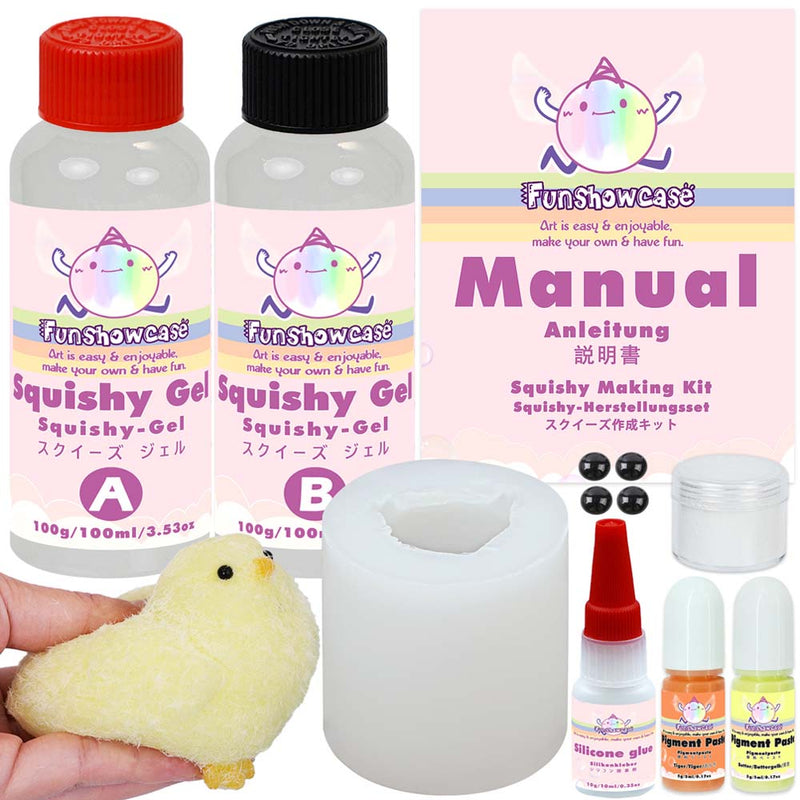 Taba Squishy Chick Maker Kit Silicone Mold+Gel+Pigment+Sprinkles Fufu Making Pack