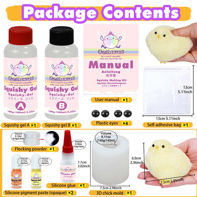 Taba Squishy Chick Maker Kit Silicone Mold+Gel+Pigment+Sprinkles Fufu Making Pack