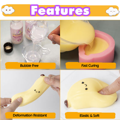 Taba Squishy Maker Banana Silicone Mold Gel Kits Pack