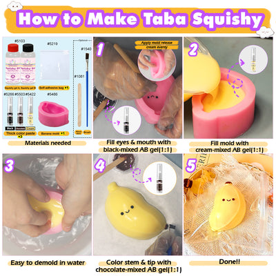 Taba Squishy Maker Banana Silicone Mold Gel Kits Pack