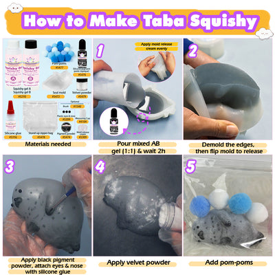 Taba Squishy Maker Seal Silicone Mold Gel Kits Pack