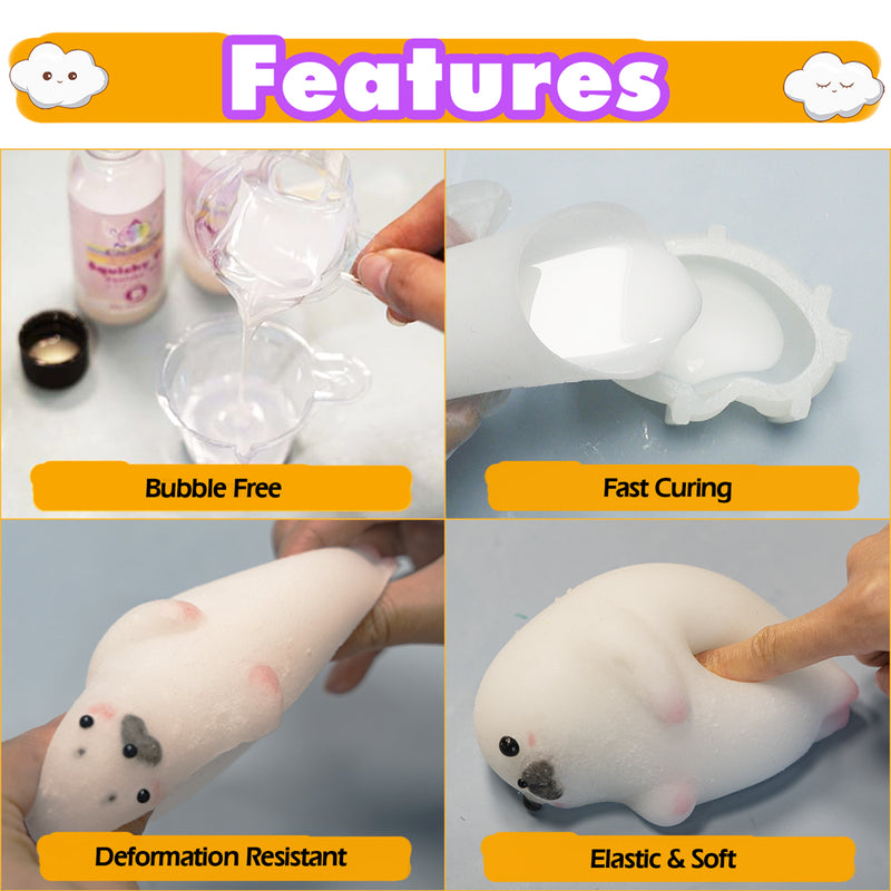 Taba Squishy Maker Seal Silicone Mold Gel Kits Pack