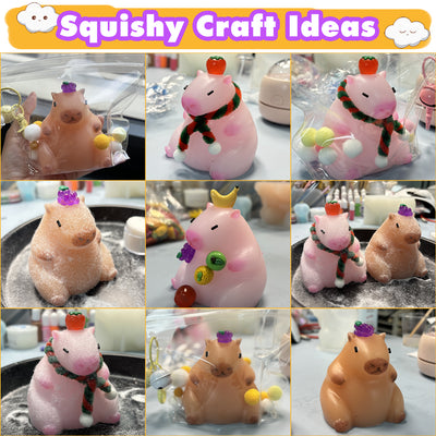 Taba Squishy Kit Capybara Silicone Mold 3-inch+Liquid Gel+Flocking Cute Animal Maker Set