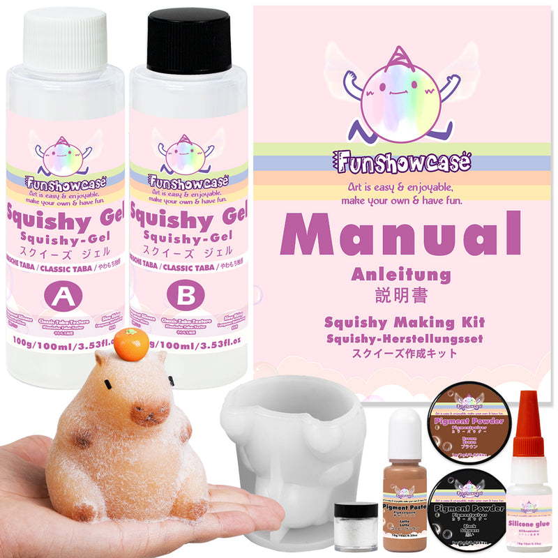 Taba Squishy Kit Capybara Silicone Mold 3-inch+Liquid Gel+Flocking Cute Animal Maker Set