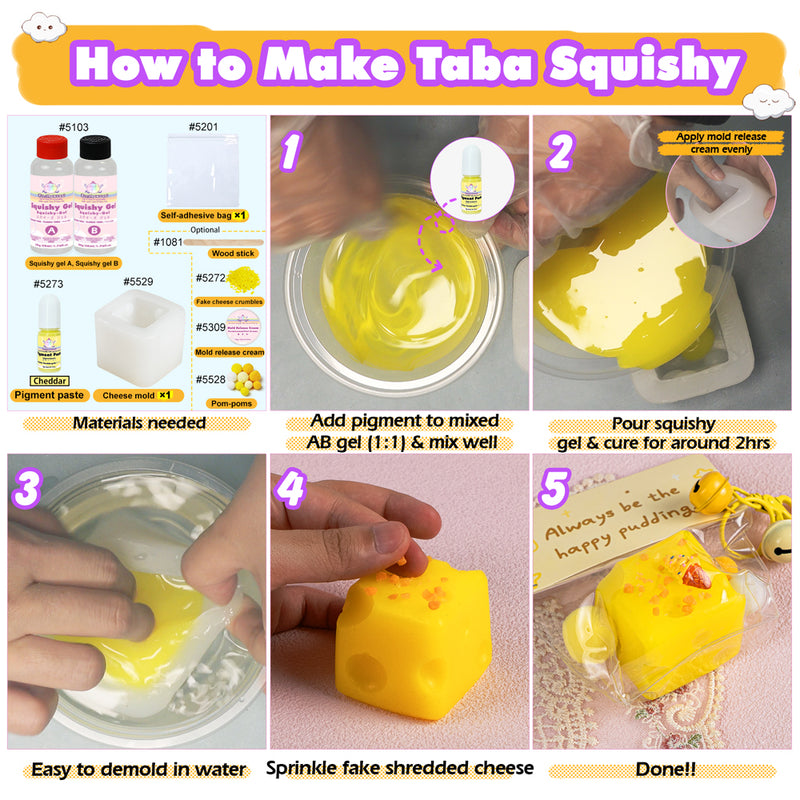 Taba Squishy Maker Squeeze Cheese Cube Silicone Gel Mold Kits Pack