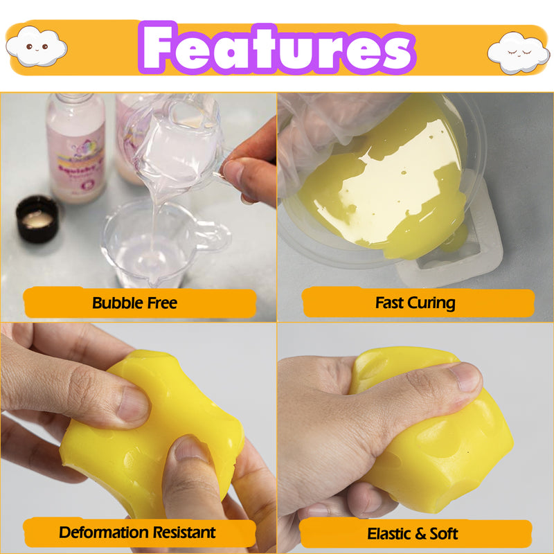 Taba Squishy Maker Squeeze Cheese Cube Silicone Gel Mold Kits Pack