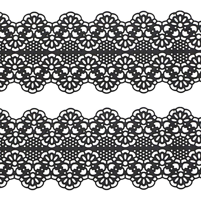 Large Edible Cake Lace Wavy Gem Black 14-Inch 10-Piece Set