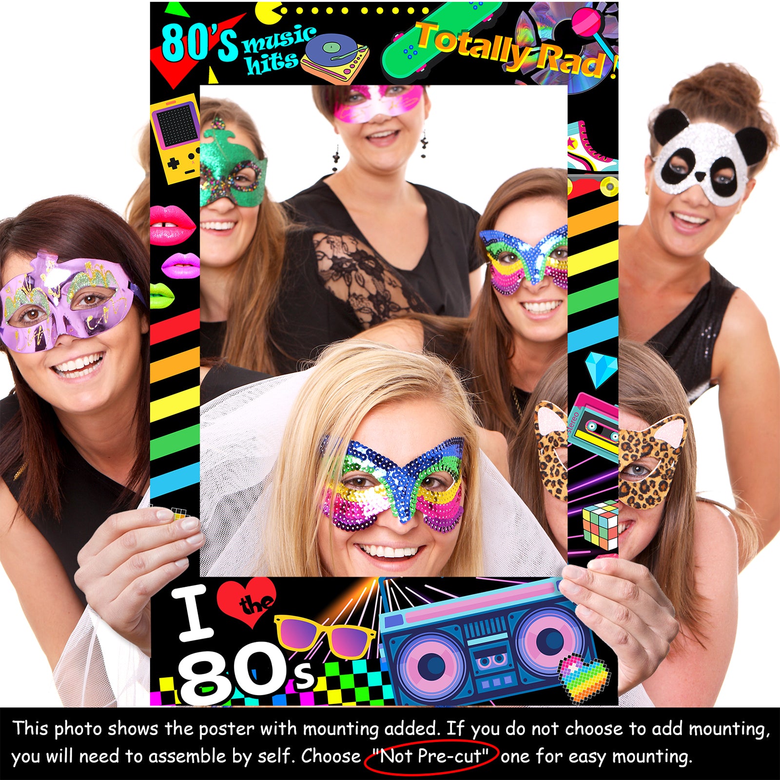 I love 80s Photo Booth Frame Photobooth Props Retro Music Dance Party  Selfie