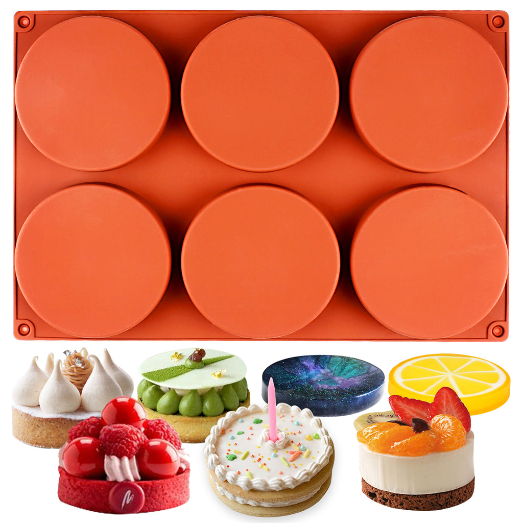 Funshowcase Round Disc Baking Silicone Mold 6-Cavity 3.9inch