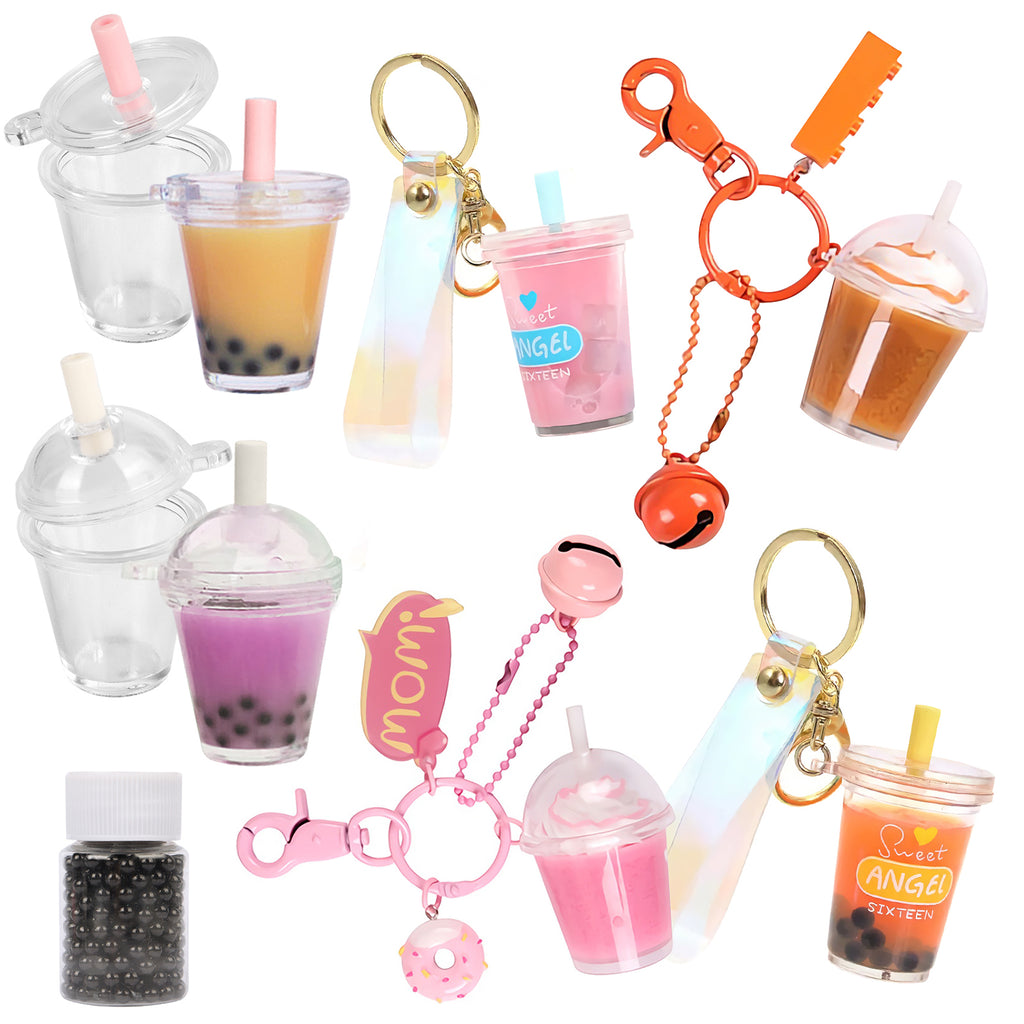 Funshowcase Bubble Tea Jewelry Making Kits Black Pearl|Cup|Lid|Straw