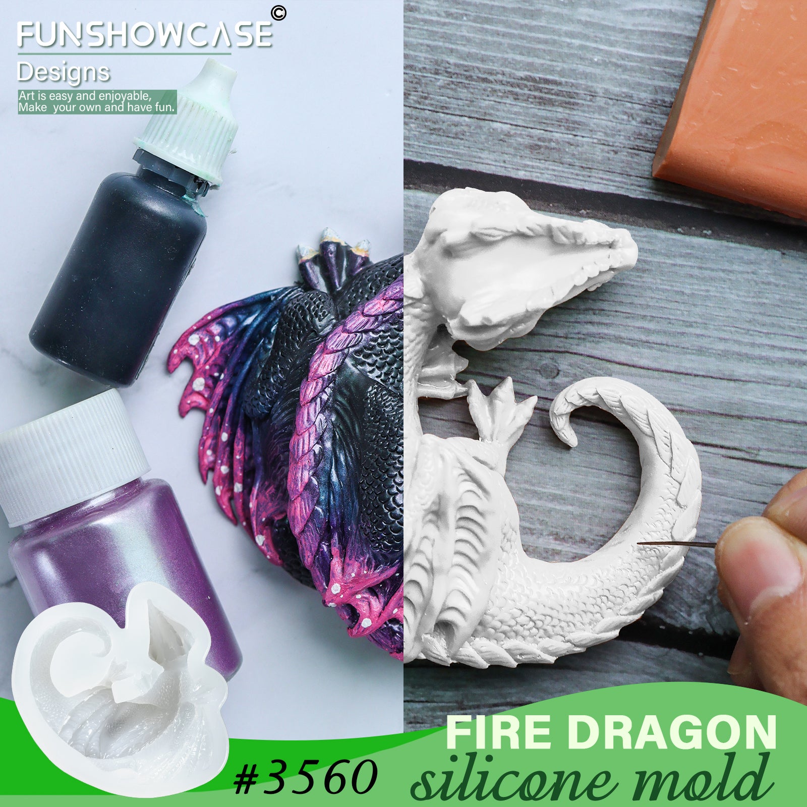 Large Perched Dragon Wall Decor Silicone Mold for Epoxy Resin Art - Resin  Rockers