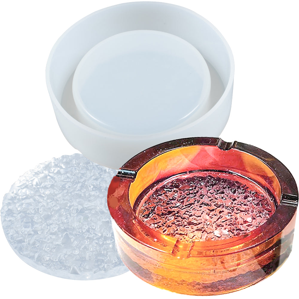 Round Ashtray Epoxy Resin Silicone Mold with Diamond Base 4.2inch