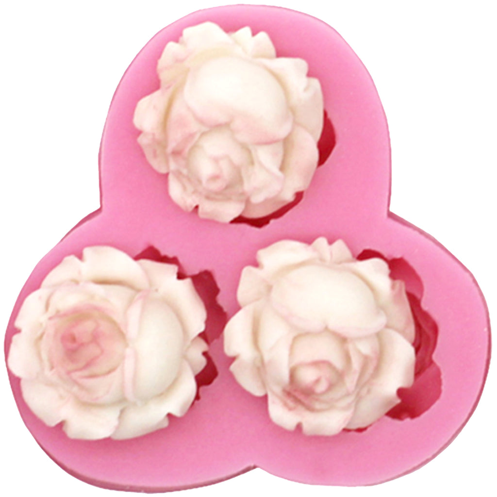 Funshowcase Rose Fondant Silicone Mold 3-Cavity